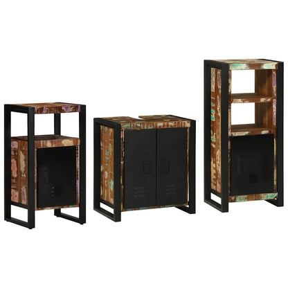 Bathroom Furniture Set with Drawer 3 pcs Solid Reclaim Wood