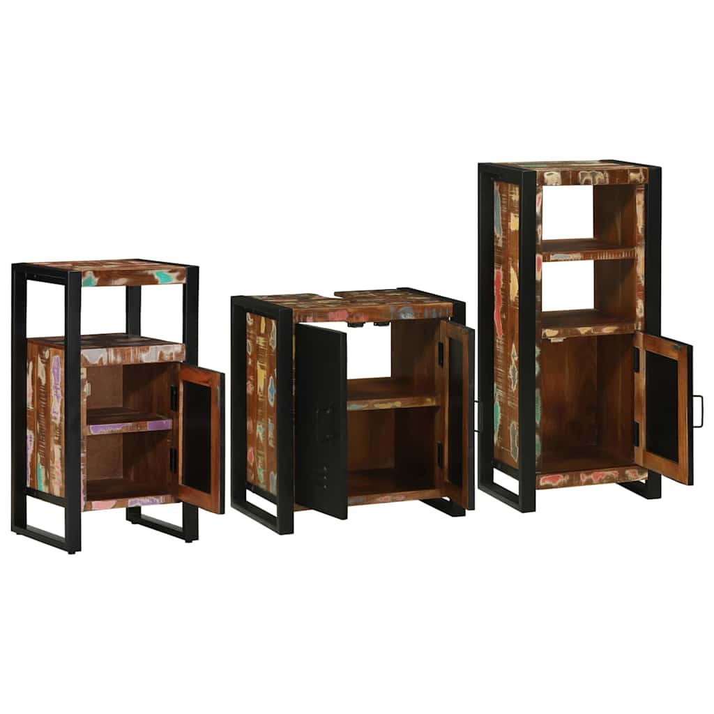 Bathroom Furniture Set with Drawer 3 pcs Solid Reclaim Wood