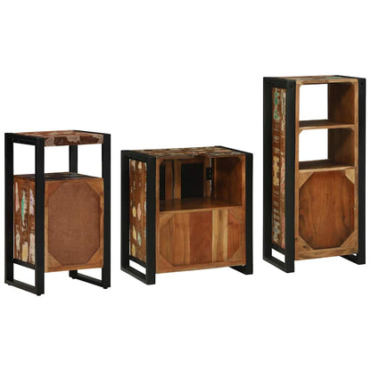 Bathroom Furniture Set with Drawer 3 pcs Solid Reclaim Wood