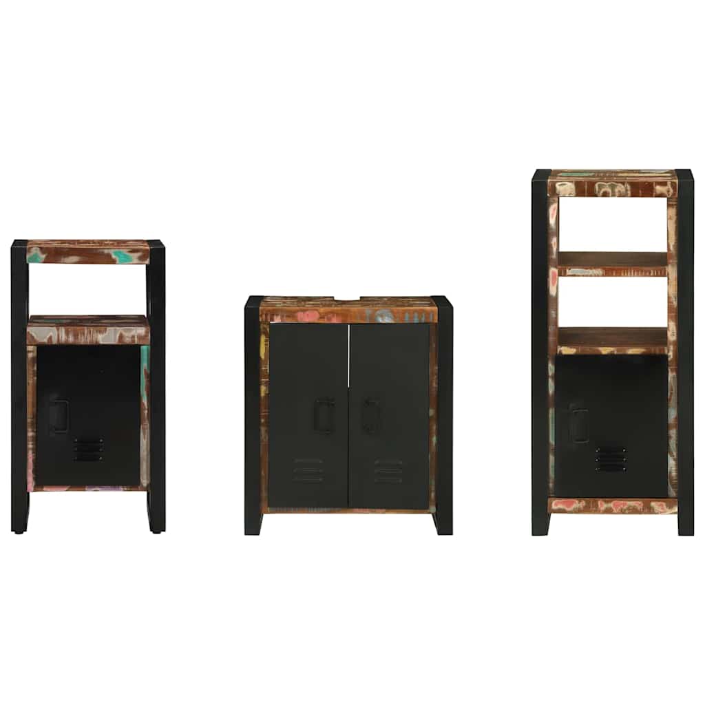Bathroom Furniture Set with Drawer 3 pcs Solid Reclaim Wood