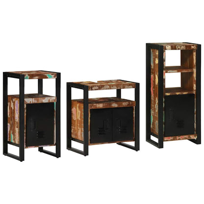 Bathroom Furniture Set with Drawer 3 pcs Solid Reclaim Wood