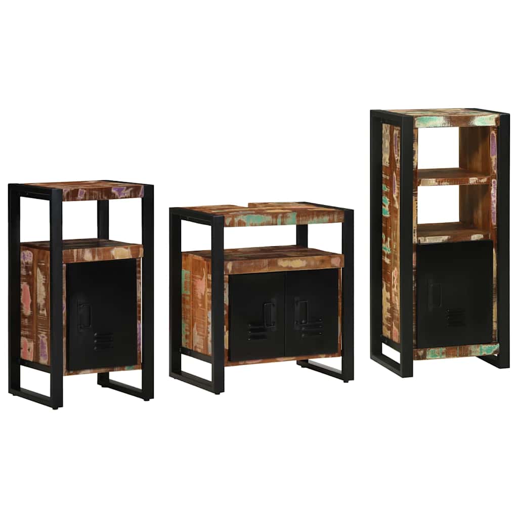 Bathroom Furniture Set with Drawer 3 pcs Solid Reclaim Wood