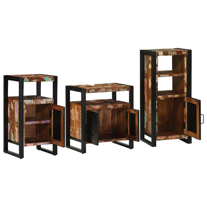 Bathroom Furniture Set with Drawer 3 pcs Solid Reclaim Wood