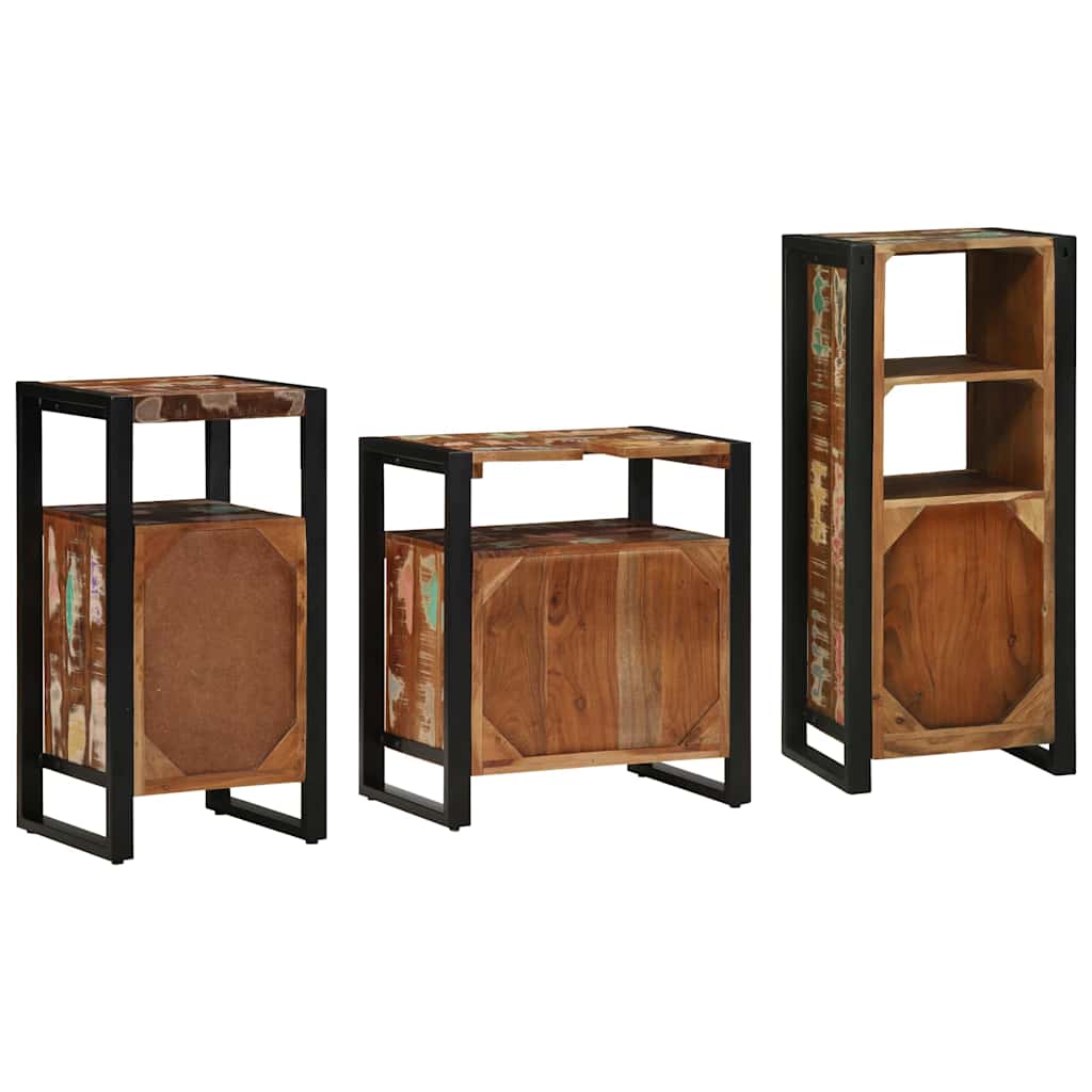 Bathroom Furniture Set with Drawer 3 pcs Solid Reclaim Wood