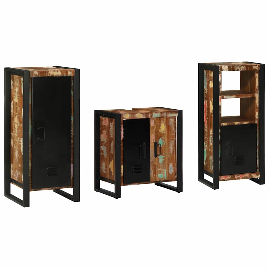 Bathroom Furniture Set with Drawer 3 pcs Solid Reclaim Wood