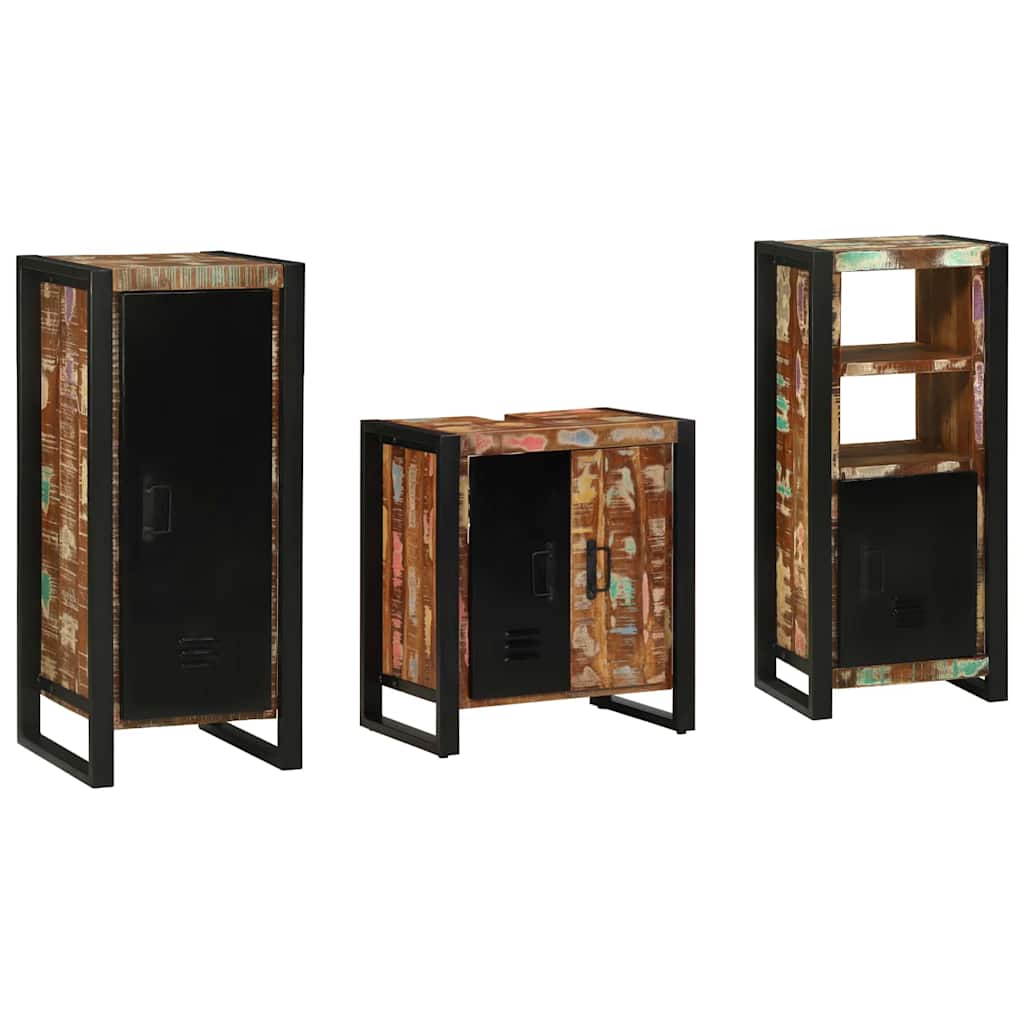 Bathroom Furniture Set with Drawer 3 pcs Solid Reclaim Wood