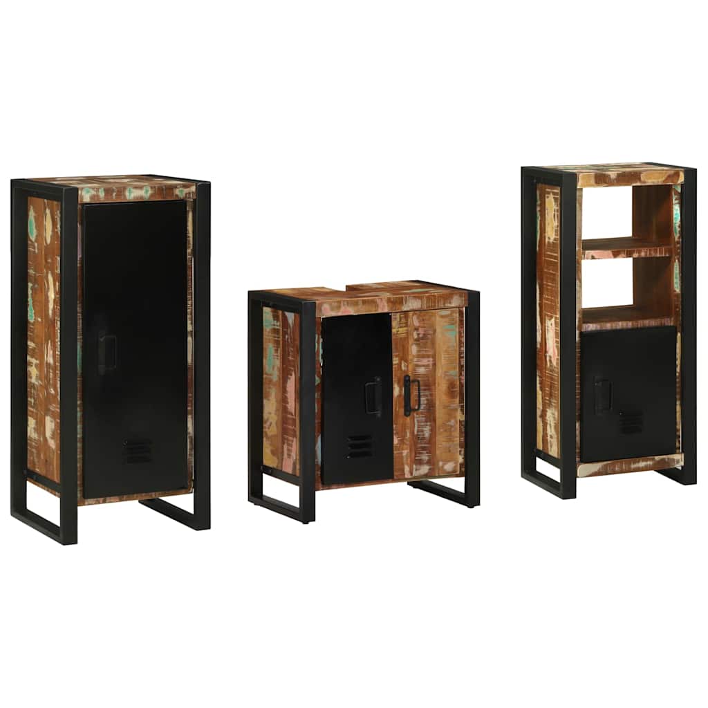 Bathroom Furniture Set with Drawer 3 pcs Solid Reclaim Wood