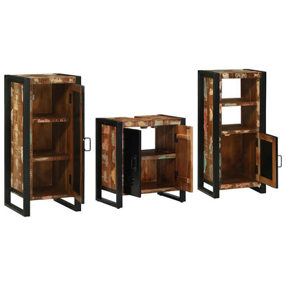 Bathroom Furniture Set with Drawer 3 pcs Solid Reclaim Wood