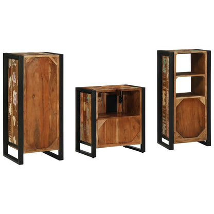 Bathroom Furniture Set with Drawer 3 pcs Solid Reclaim Wood