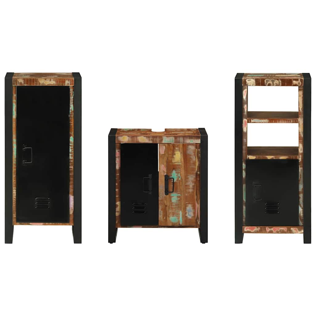 Bathroom Furniture Set with Drawer 3 pcs Solid Reclaim Wood
