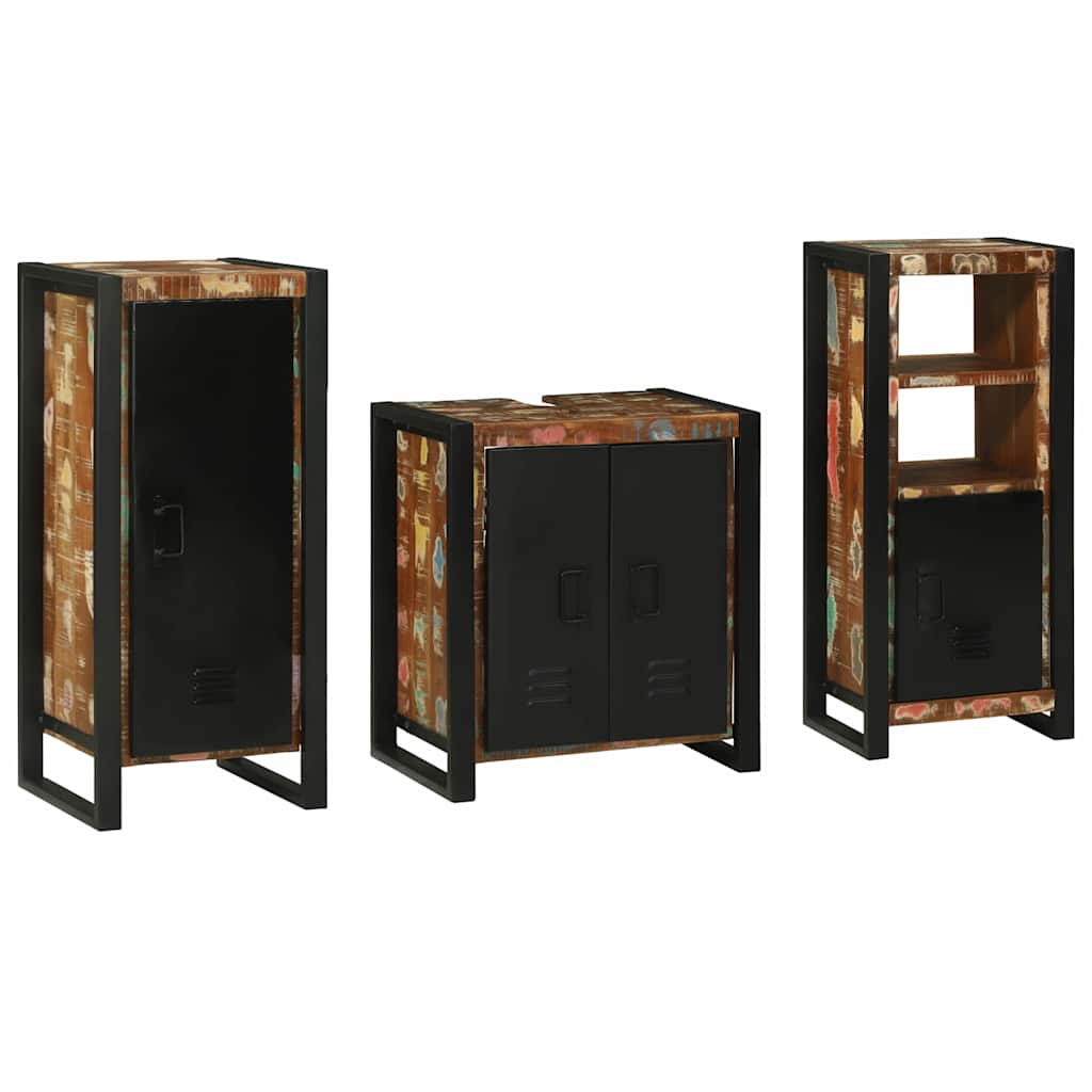 Bathroom Furniture Set with Drawer 3 pcs Solid Reclaim Wood