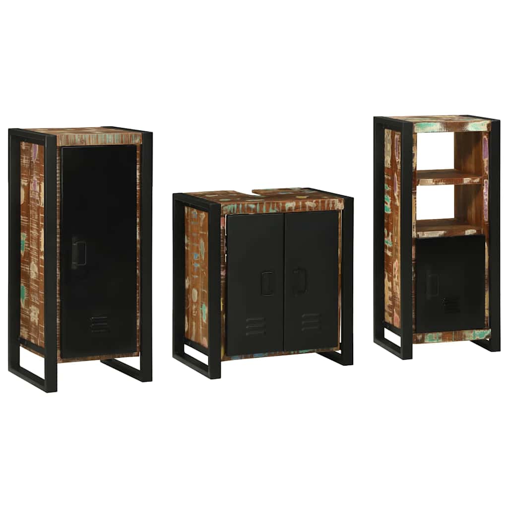 Bathroom Furniture Set with Drawer 3 pcs Solid Reclaim Wood