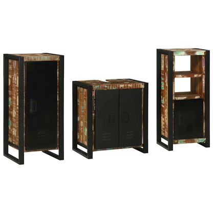 Bathroom Furniture Set with Drawer 3 pcs Solid Reclaim Wood