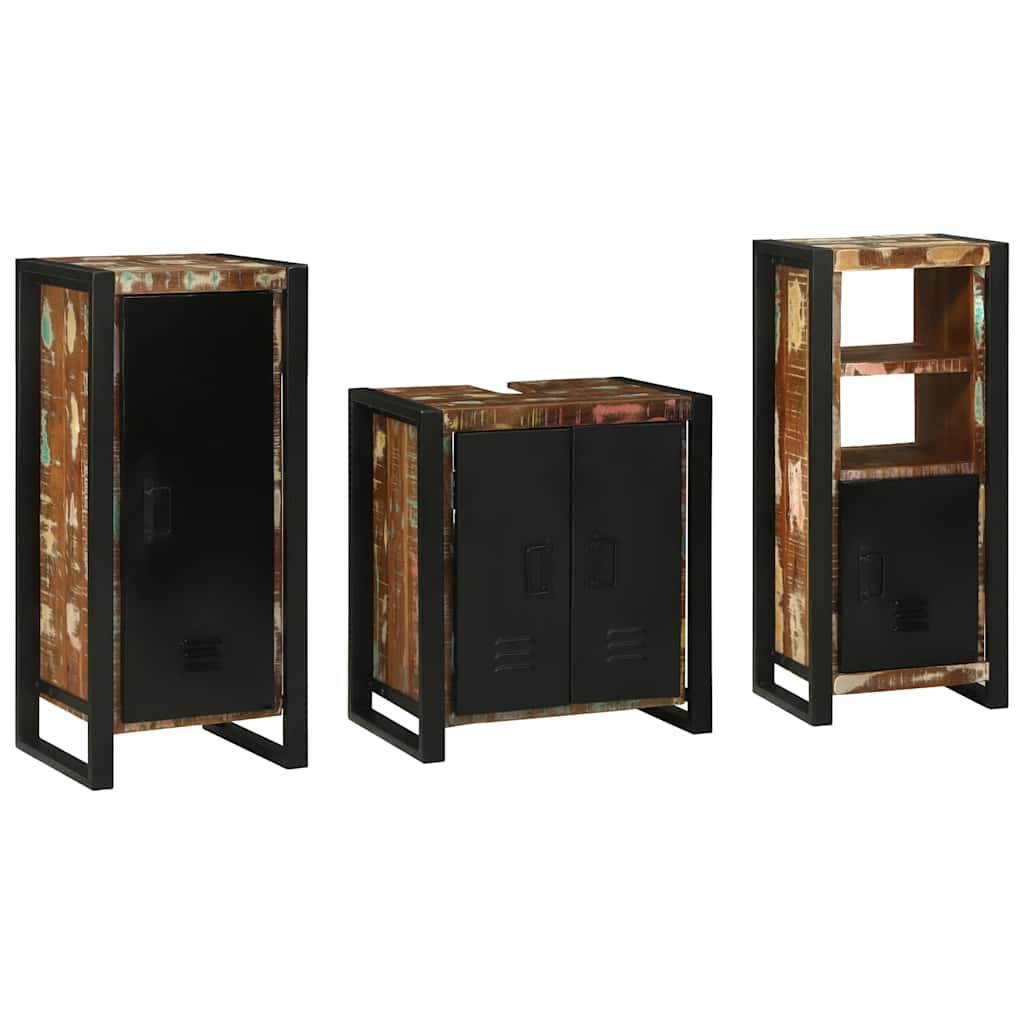Bathroom Furniture Set with Drawer 3 pcs Solid Reclaim Wood