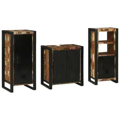 Bathroom Furniture Set with Drawer 3 pcs Solid Reclaim Wood