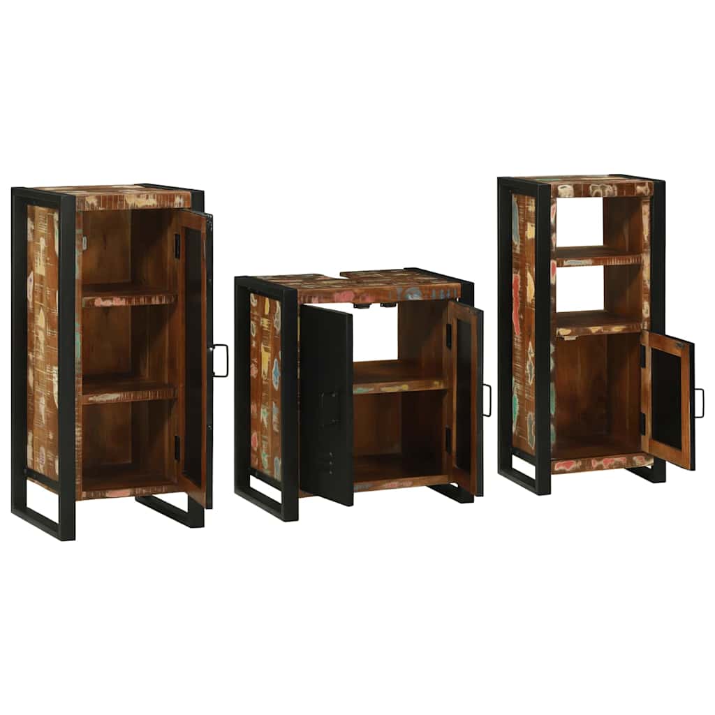 Bathroom Furniture Set with Drawer 3 pcs Solid Reclaim Wood