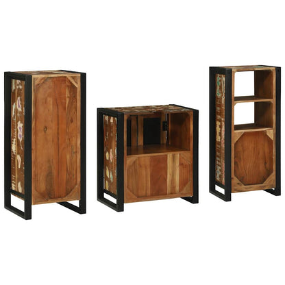 Bathroom Furniture Set with Drawer 3 pcs Solid Reclaim Wood