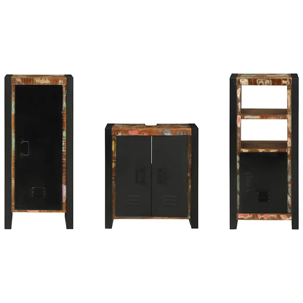 Bathroom Furniture Set with Drawer 3 pcs Solid Reclaim Wood
