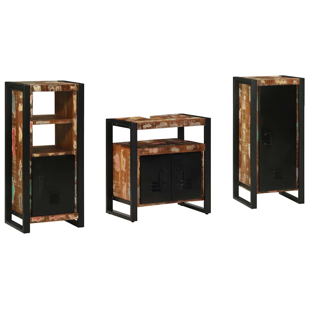 Bathroom Furniture Set with Drawer 3 pcs Solid Reclaim Wood