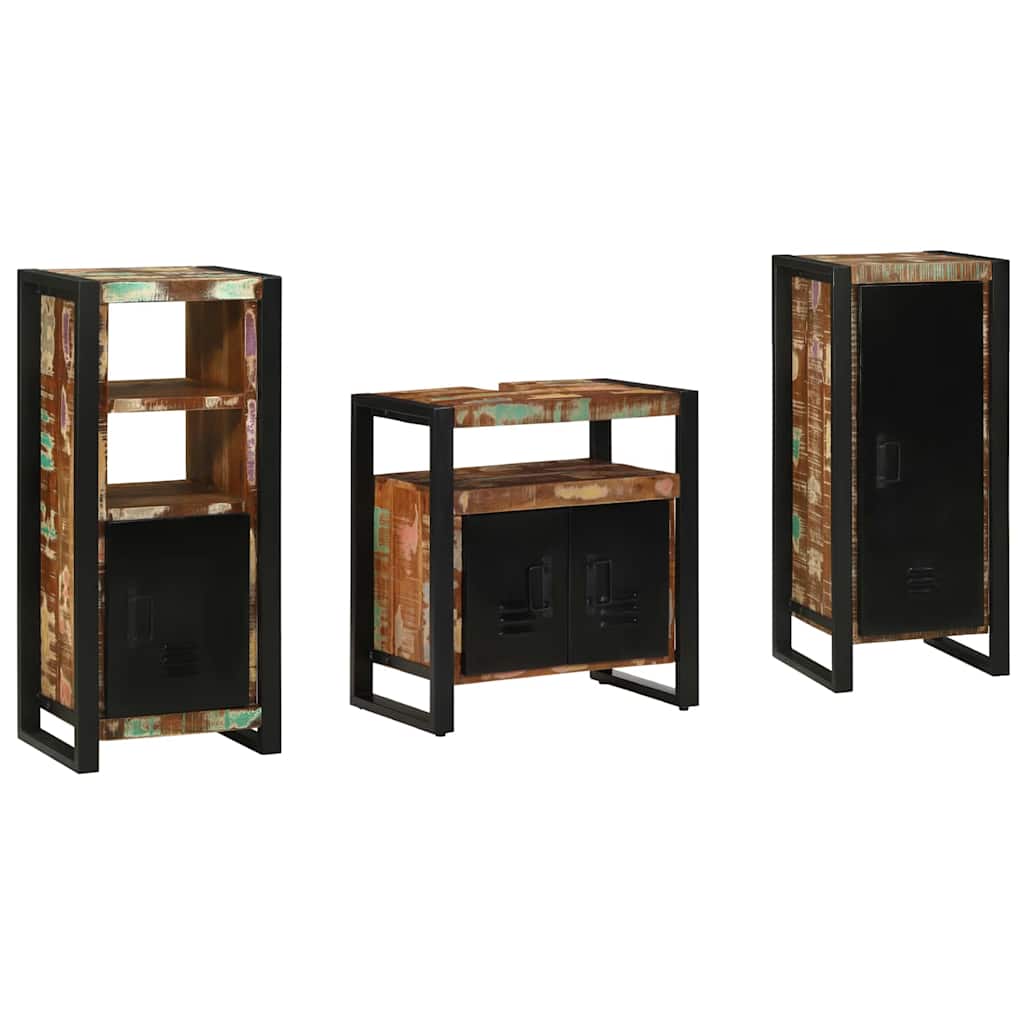 Bathroom Furniture Set with Drawer 3 pcs Solid Reclaim Wood