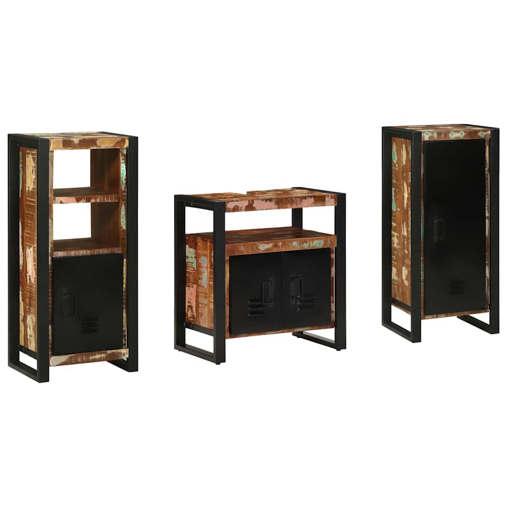 Bathroom Furniture Set with Drawer 3 pcs Solid Reclaim Wood