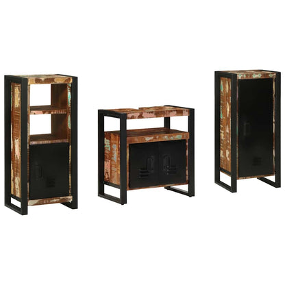 Bathroom Furniture Set with Drawer 3 pcs Solid Reclaim Wood