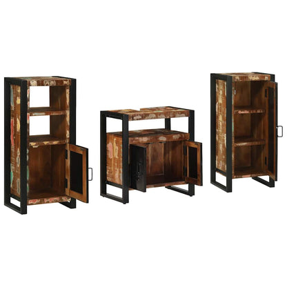 Bathroom Furniture Set with Drawer 3 pcs Solid Reclaim Wood