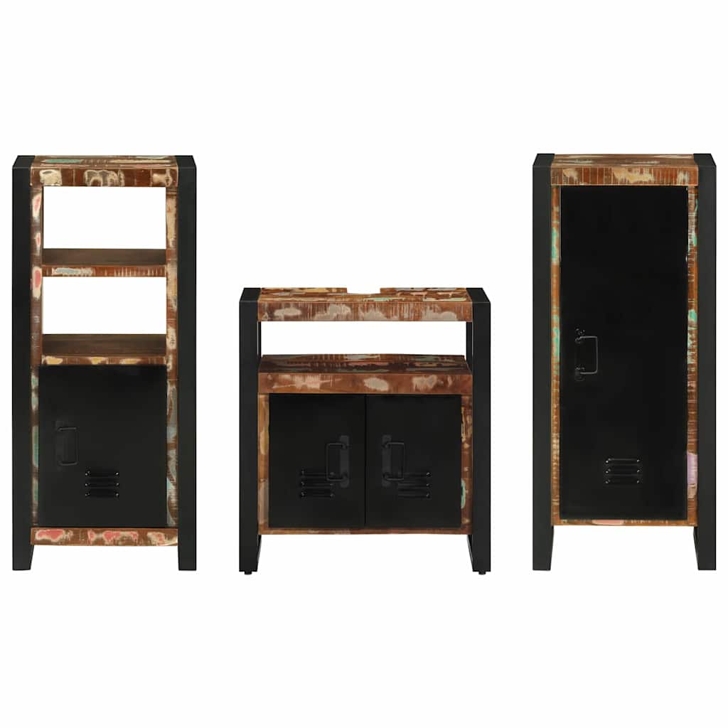 Bathroom Furniture Set with Drawer 3 pcs Solid Reclaim Wood