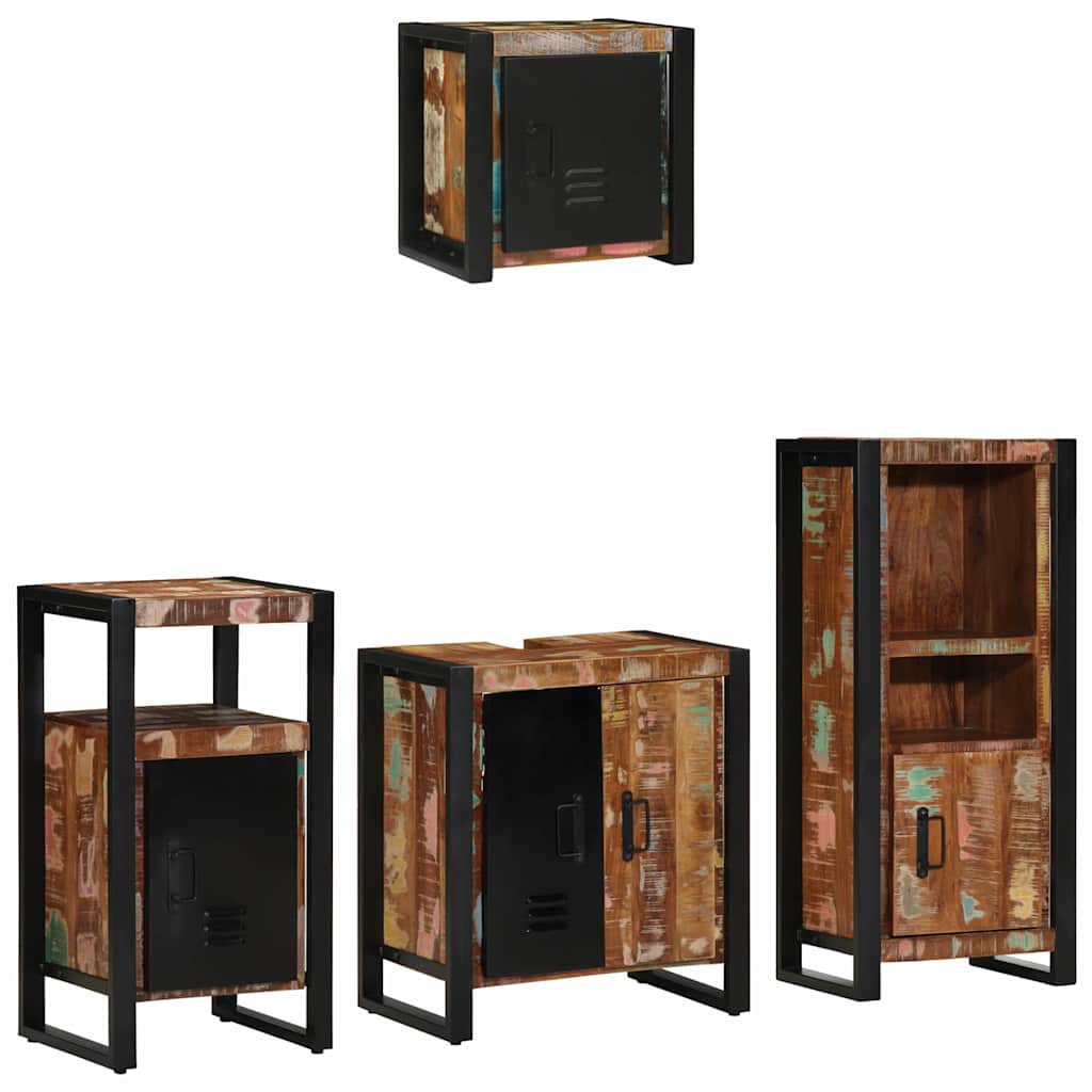 Bathroom Furniture Set with Drawer 4 pcs Solid Reclaim Wood