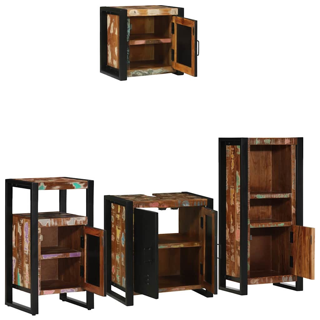 Bathroom Furniture Set with Drawer 4 pcs Solid Reclaim Wood