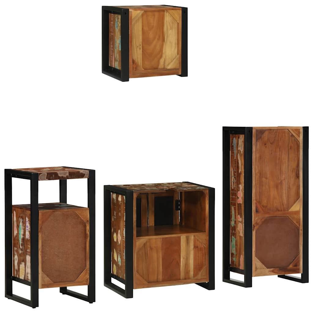 Bathroom Furniture Set with Drawer 4 pcs Solid Reclaim Wood