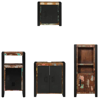 Bathroom Furniture Set with Drawer 4 pcs Solid Reclaim Wood