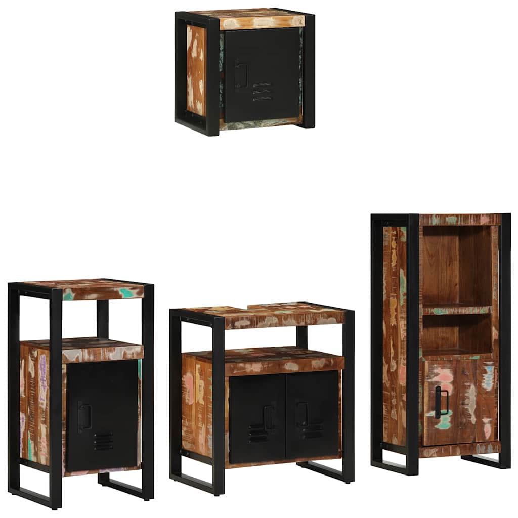 Bathroom Furniture Set with Drawer 4 pcs Solid Reclaim Wood