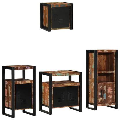 Bathroom Furniture Set with Drawer 4 pcs Solid Reclaim Wood