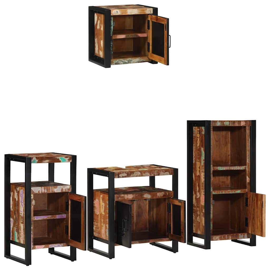 Bathroom Furniture Set with Drawer 4 pcs Solid Reclaim Wood