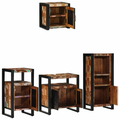 Bathroom Furniture Set with Drawer 4 pcs Solid Reclaim Wood