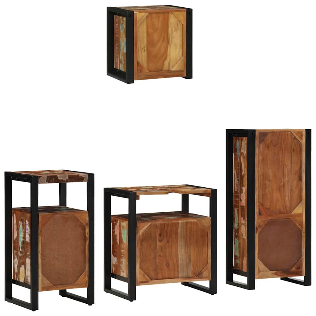 Bathroom Furniture Set with Drawer 4 pcs Solid Reclaim Wood