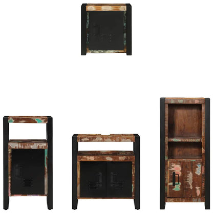 Bathroom Furniture Set with Drawer 4 pcs Solid Reclaim Wood