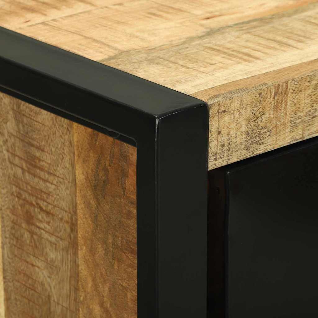 Bathroom Furniture Set 4 pcs Brown and Black Solid Mango Wood