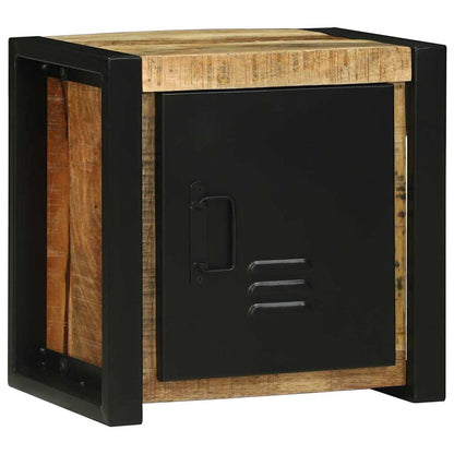 Bathroom Furniture Set 4 pcs Brown and Black Solid Mango Wood