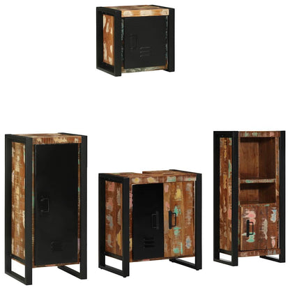Bathroom Furniture Set with Drawer 4 pcs Solid Reclaim Wood