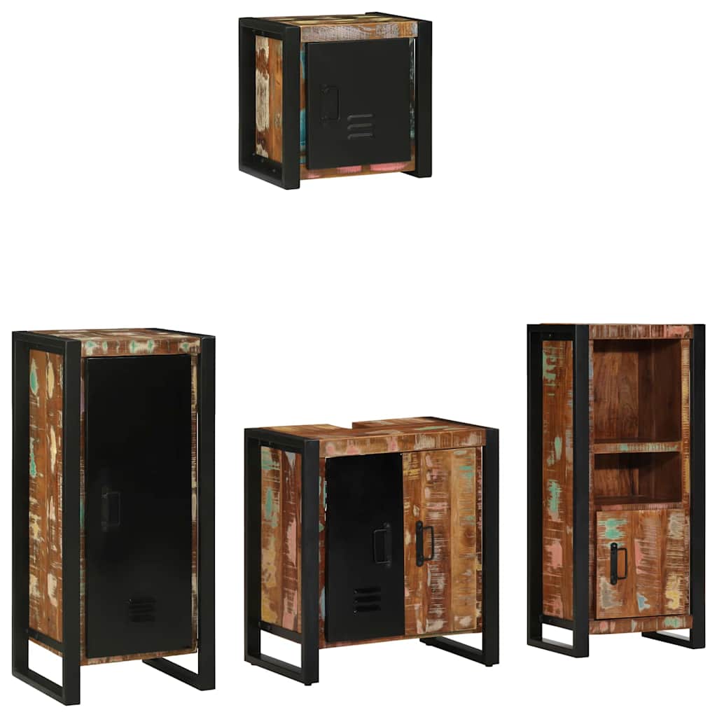 Bathroom Furniture Set with Drawer 4 pcs Solid Reclaim Wood