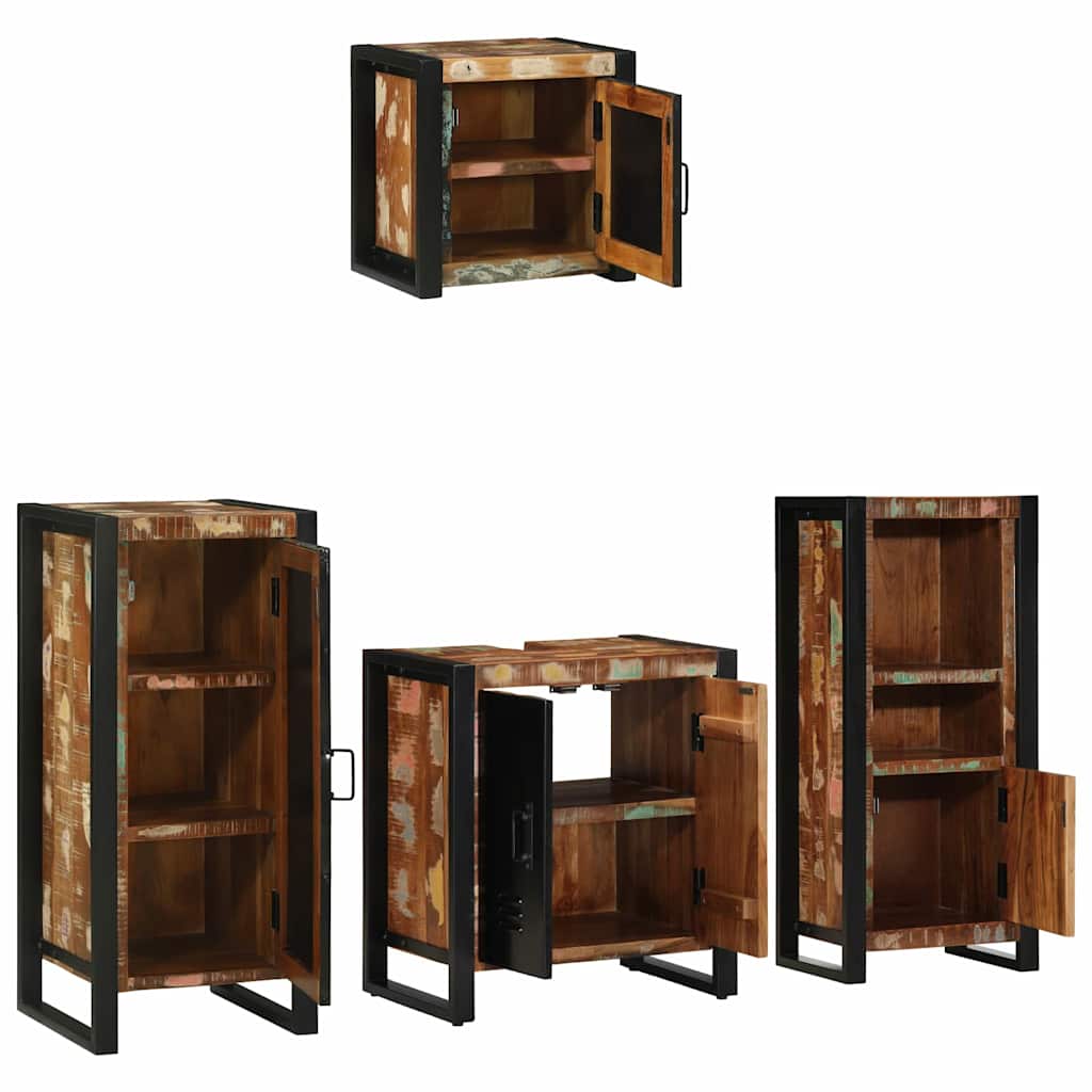 Bathroom Furniture Set with Drawer 4 pcs Solid Reclaim Wood