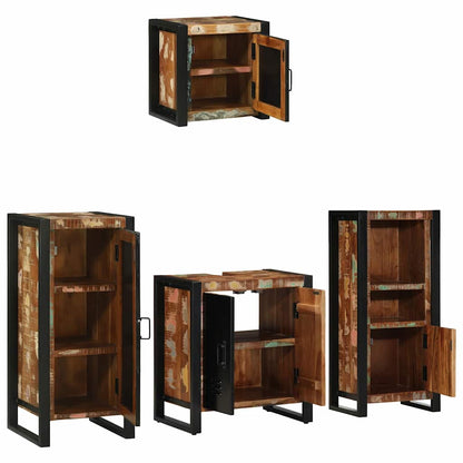 Bathroom Furniture Set with Drawer 4 pcs Solid Reclaim Wood