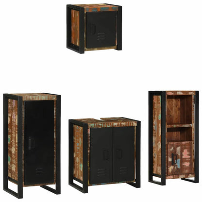 Bathroom Furniture Set with Drawer 4 pcs Solid Reclaim Wood