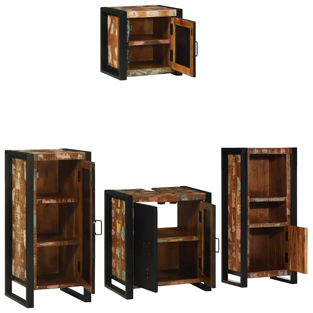 Bathroom Furniture Set with Drawer 4 pcs Solid Reclaim Wood