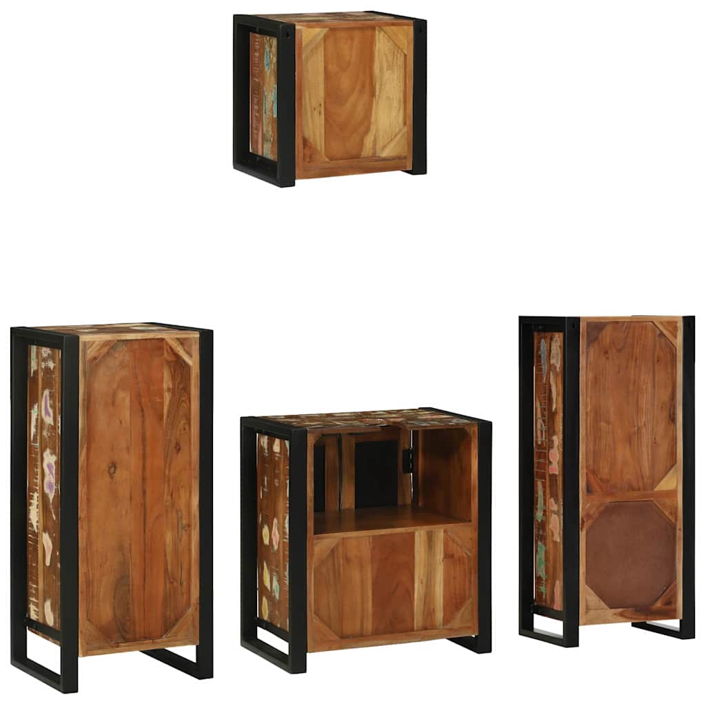 Bathroom Furniture Set with Drawer 4 pcs Solid Reclaim Wood