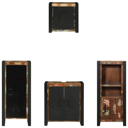 Bathroom Furniture Set with Drawer 4 pcs Solid Reclaim Wood