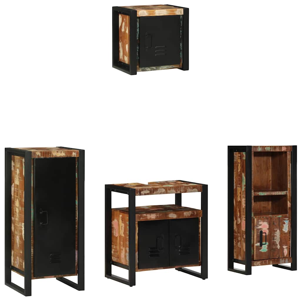 Bathroom Furniture Set with Drawer 4 pcs Solid Reclaim Wood