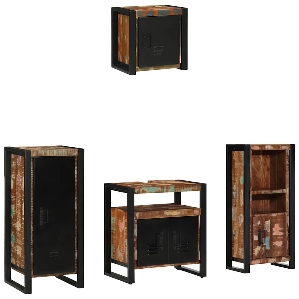 Bathroom Furniture Set with Drawer 4 pcs Solid Reclaim Wood